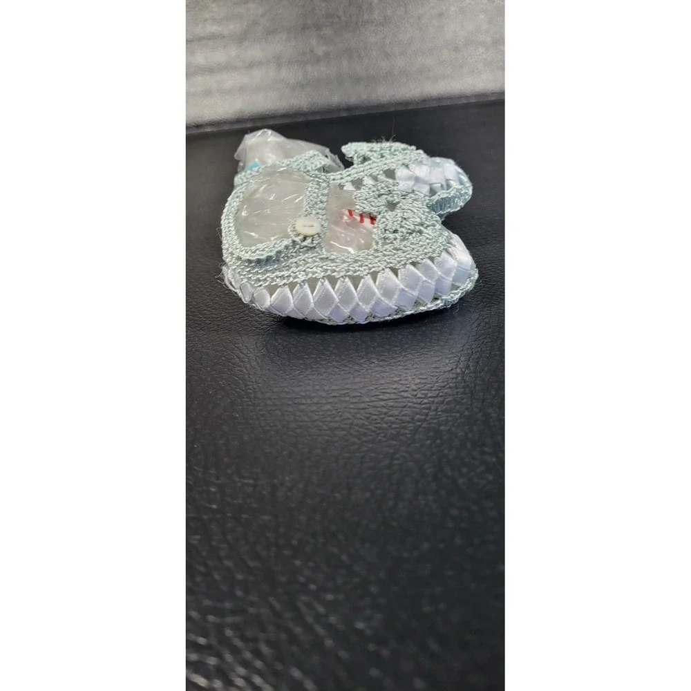 1960s Handmade Baby Mary Jane Moss Stitch BABY BLUE GREAT CONDITION